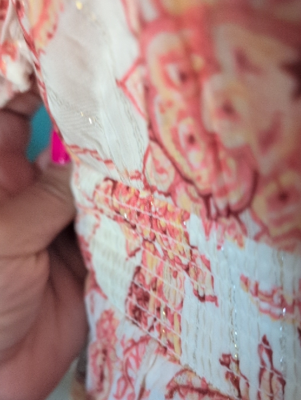 Express White-Light Cream Romper with Coral Pink Floral Print🪷 - Picture 8 of 12